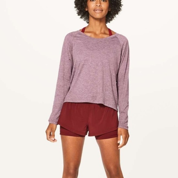 lululemon athletica Tops - Lululemon Heathered Oxblood Box It Out Long Sleeve